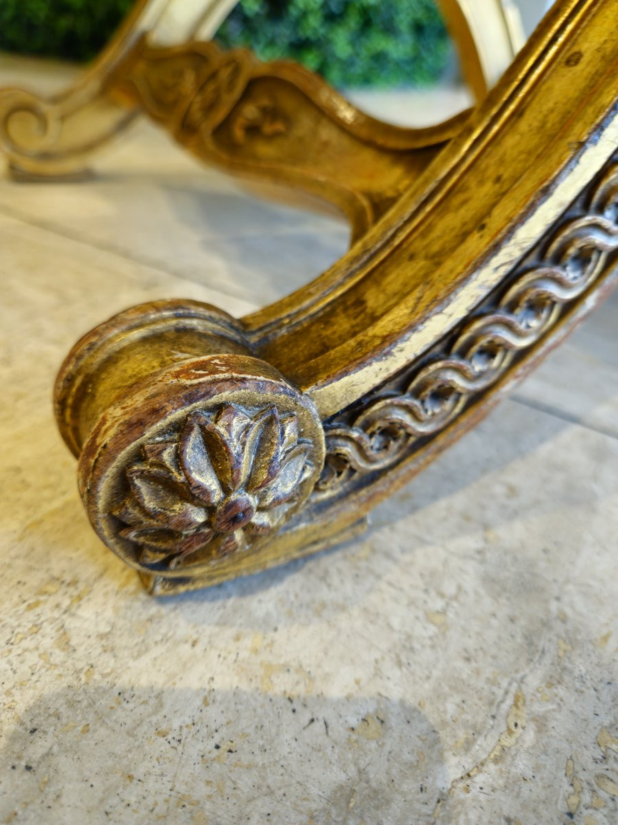 Tabouret X en bois doré de style Louis XVI. Époque Napoleon III.-photo-6