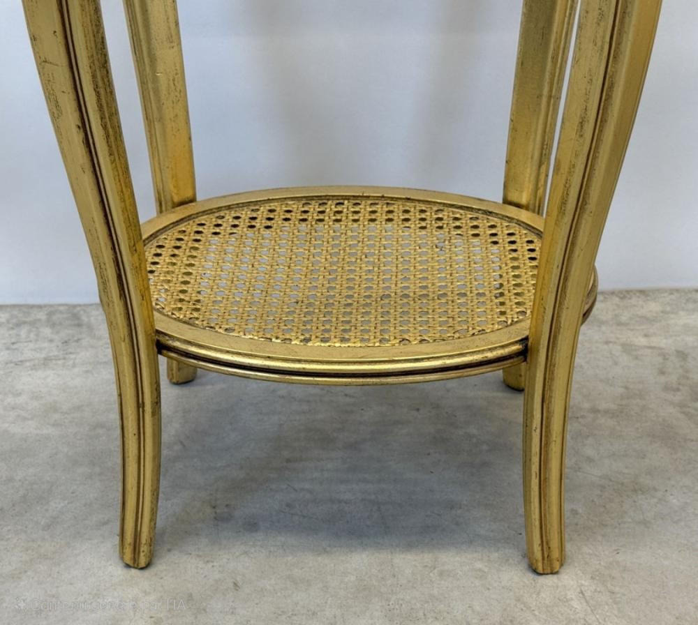 Paire de tables guéridons , sellettes ,en bois doré.-photo-3