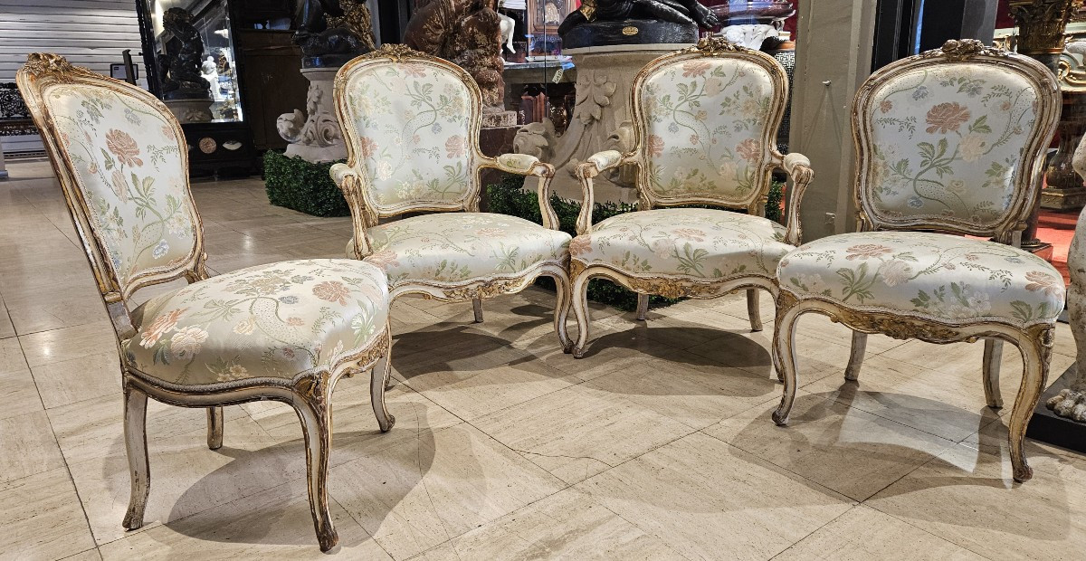 Living Room In Lacquered And Gilded Wood From The Napoleon III Period.-photo-3
