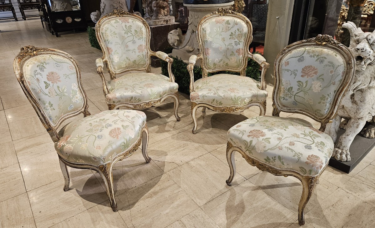 Living Room In Lacquered And Gilded Wood From The Napoleon III Period.