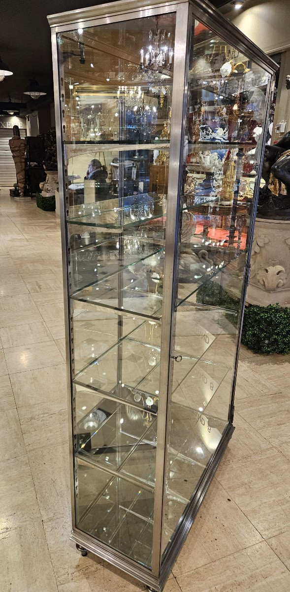 Vitrine d’exposition en acier poli –Début du XXème siècle.-photo-3