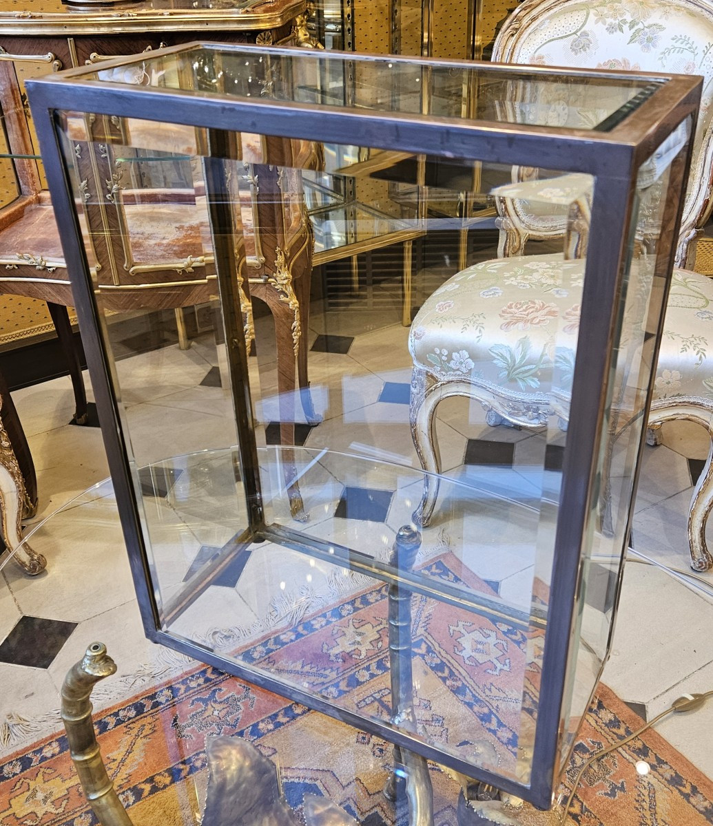 Petite vitrine à poser en laiton pour objet précieux, pendule ..-photo-3