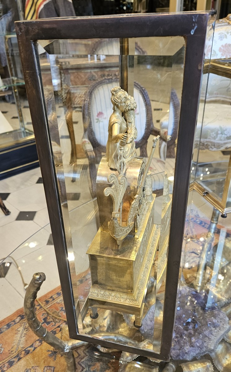 Petite vitrine à poser en laiton pour objet précieux, pendule ..-photo-1