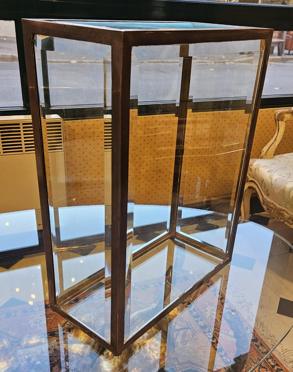 Petite vitrine à poser en laiton pour objet précieux, pendule ..