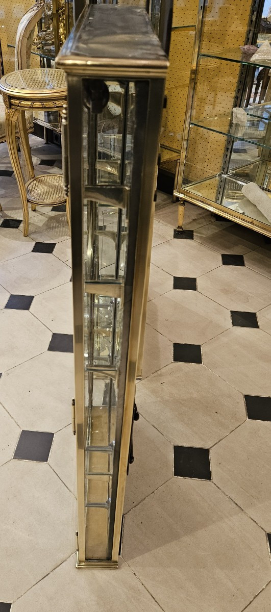 Petite vitrine murale en laiton début du XX° siècle.-photo-5