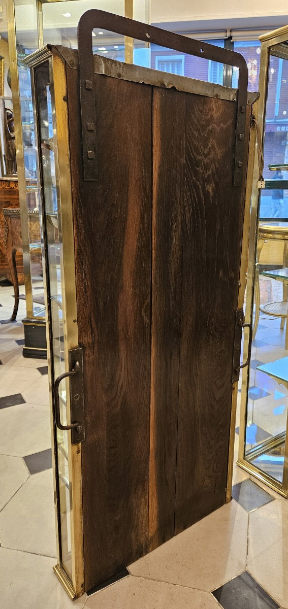 Petite vitrine murale en laiton début du XX° siècle.-photo-6