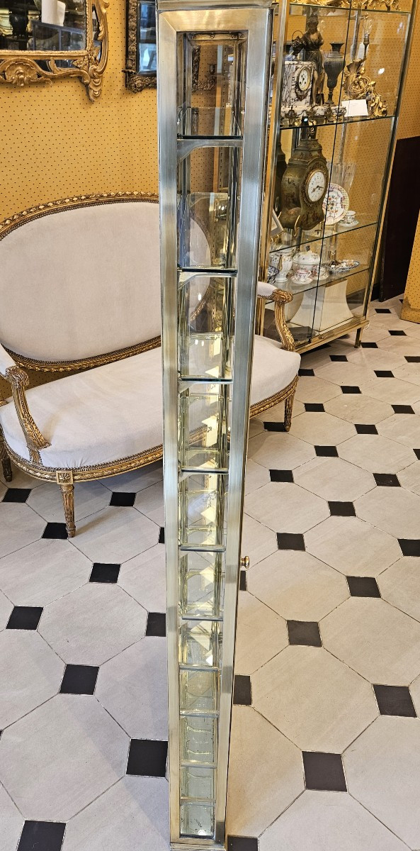 Large Early 20th Century Brass Wall-mounted Display Cabinet-photo-4