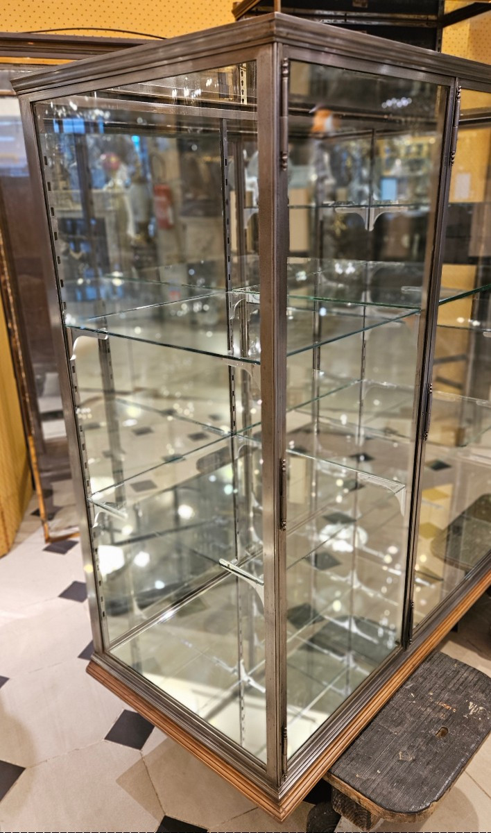 Grande Vitrine De Présentation  en acier poli.Fin du XIX°Siècle-photo-6