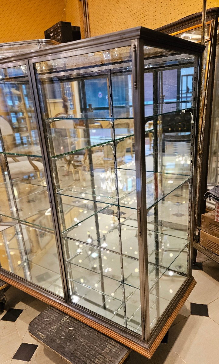 Grande Vitrine De Présentation  en acier poli.Fin du XIX°Siècle-photo-6