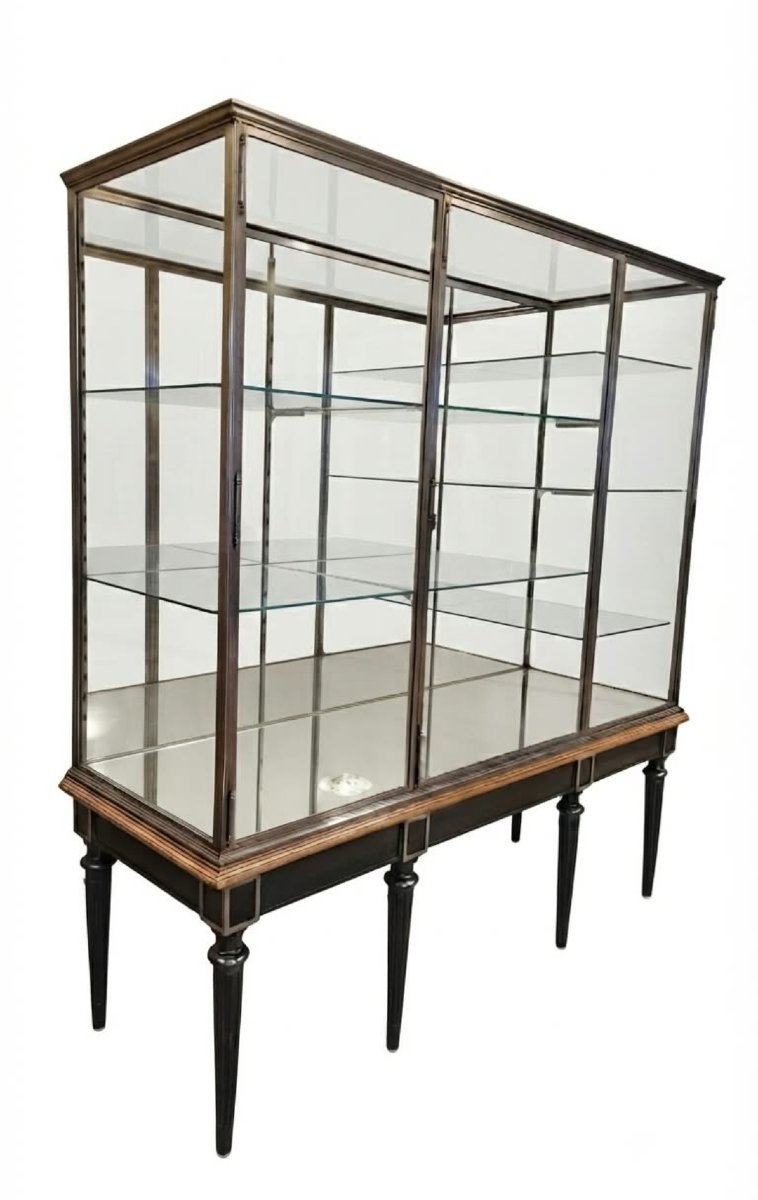 Grande Vitrine De Présentation  en acier poli.Fin du XIX°Siècle-photo-2