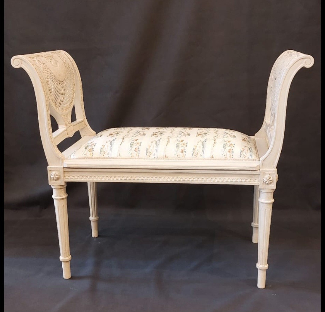 Banquette de piano de style Louis XVI. Epoque 1900.-photo-2