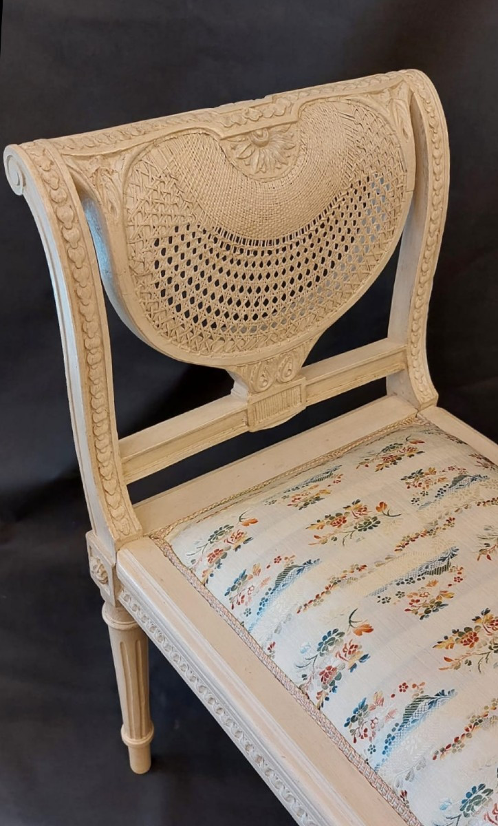 Banquette de piano de style Louis XVI. Epoque 1900.-photo-2