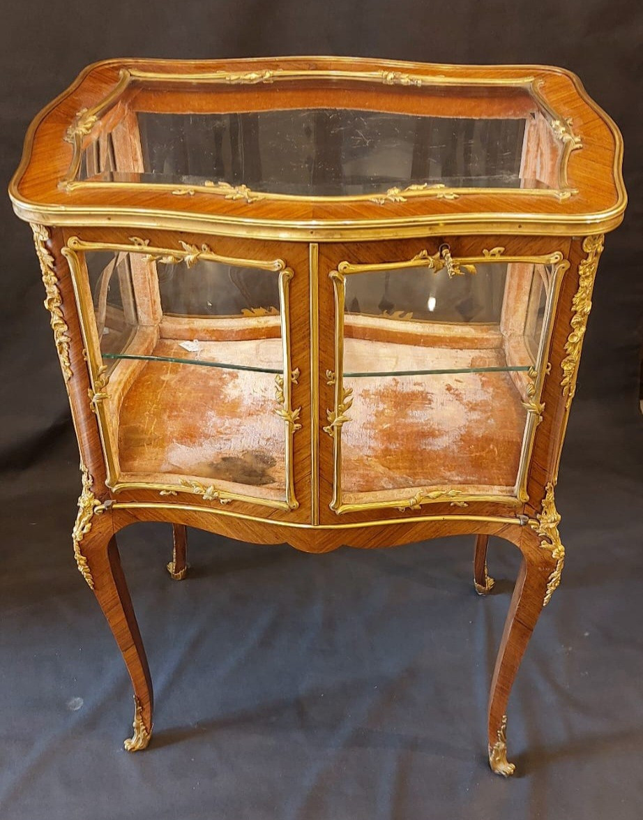 Small Louis XV Salon Display Case -late 19th Century. Signed Boudet In Paris.-photo-2