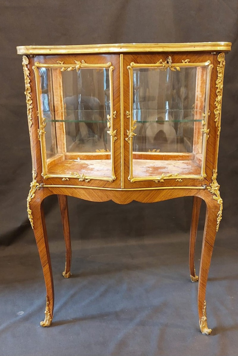 Small Louis XV Salon Display Case -late 19th Century. Signed Boudet In Paris.
