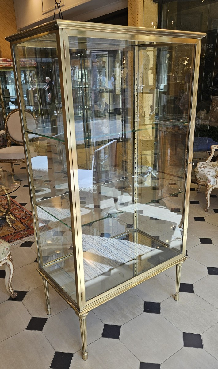 Elegant Brass And Bronze Display Case Circa 1900.-photo-2