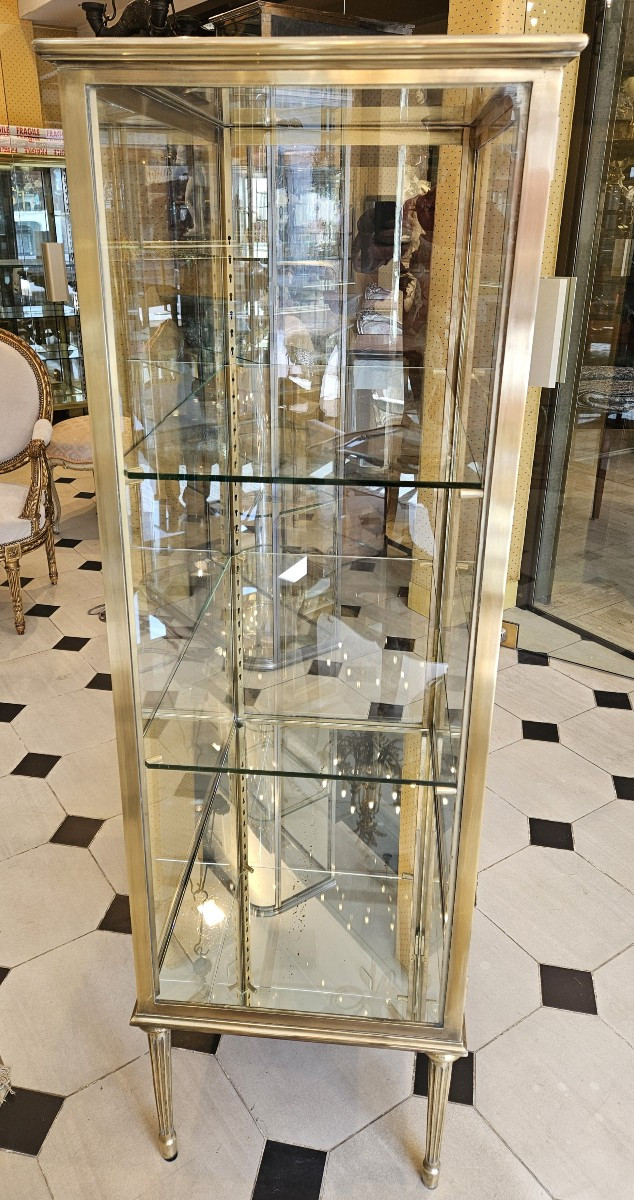 Elegant Brass And Bronze Display Case Circa 1900.-photo-4