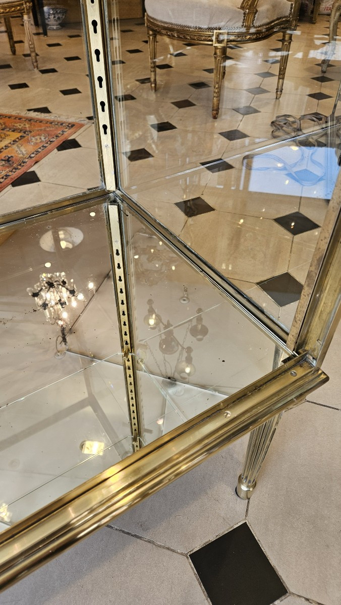 Elegant Brass And Bronze Display Case Circa 1900.-photo-6