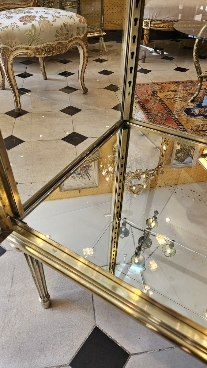 Elegant Brass And Bronze Display Case Circa 1900.-photo-7