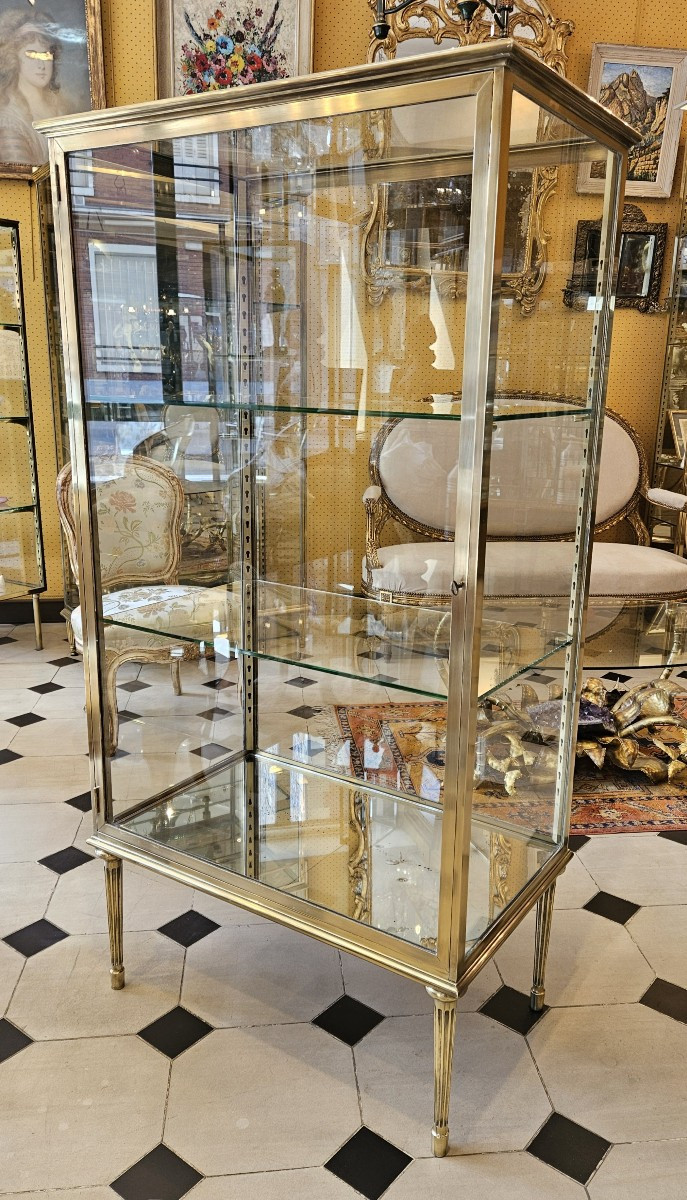 Elegant Brass And Bronze Display Case Circa 1900.