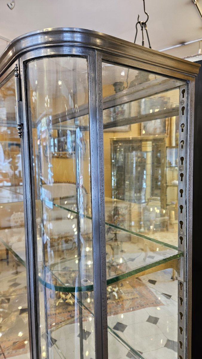 Ancienne Vitrine de magasin en acier poli début xx° siècle.-photo-1