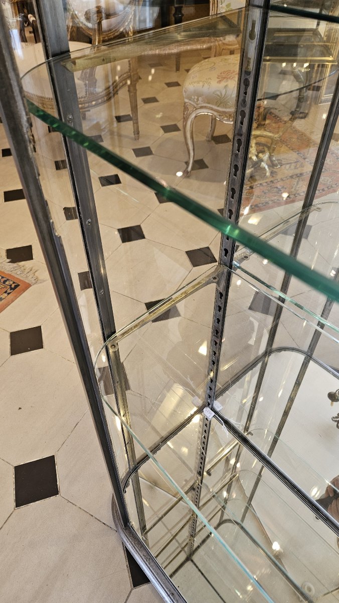Ancienne Vitrine de magasin en acier poli début xx° siècle.-photo-3