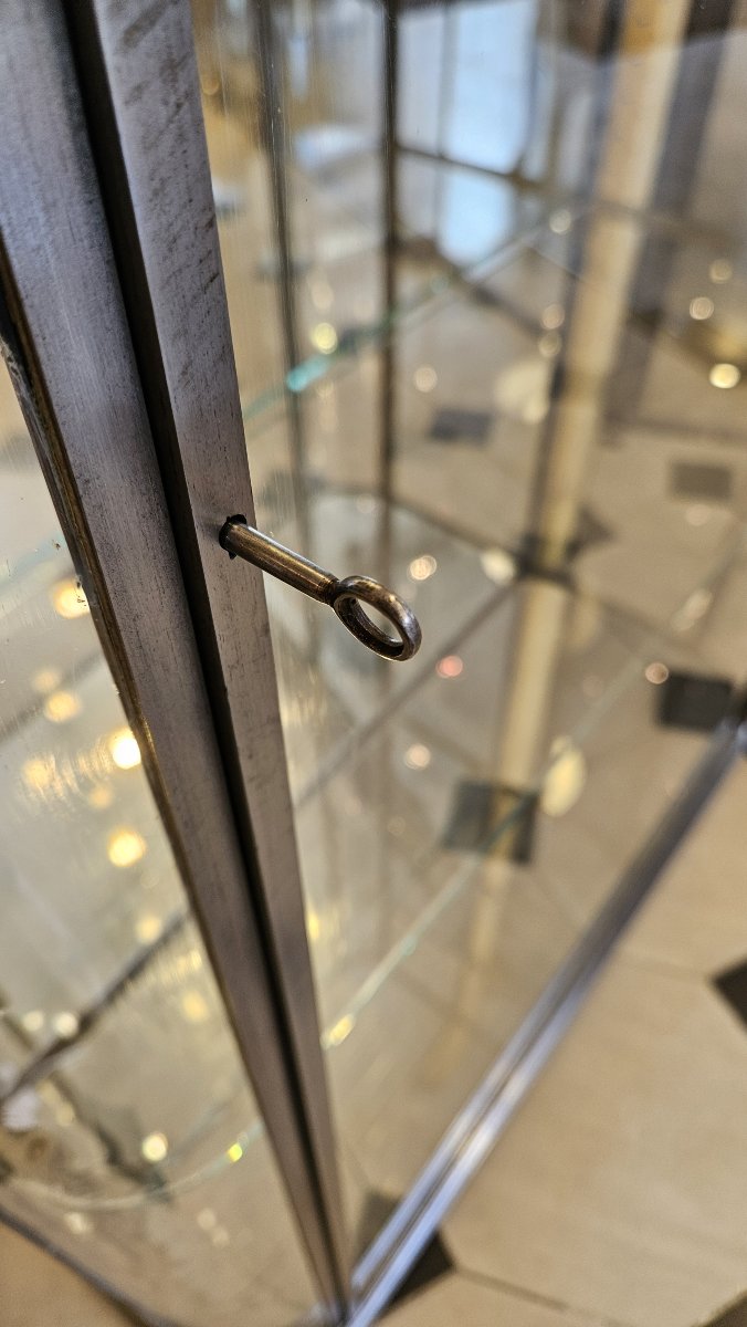 Ancienne Vitrine de magasin en acier poli début xx° siècle.-photo-4