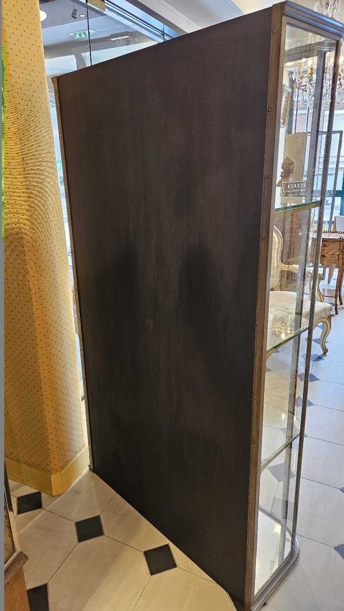 Ancienne Vitrine de magasin en acier poli début xx° siècle.-photo-6