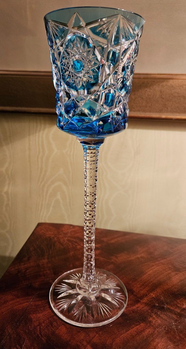 Suite De 6 Verres à Vin Du Rhin En Cristal De Baccarat Ou De Saint Louis.-photo-1