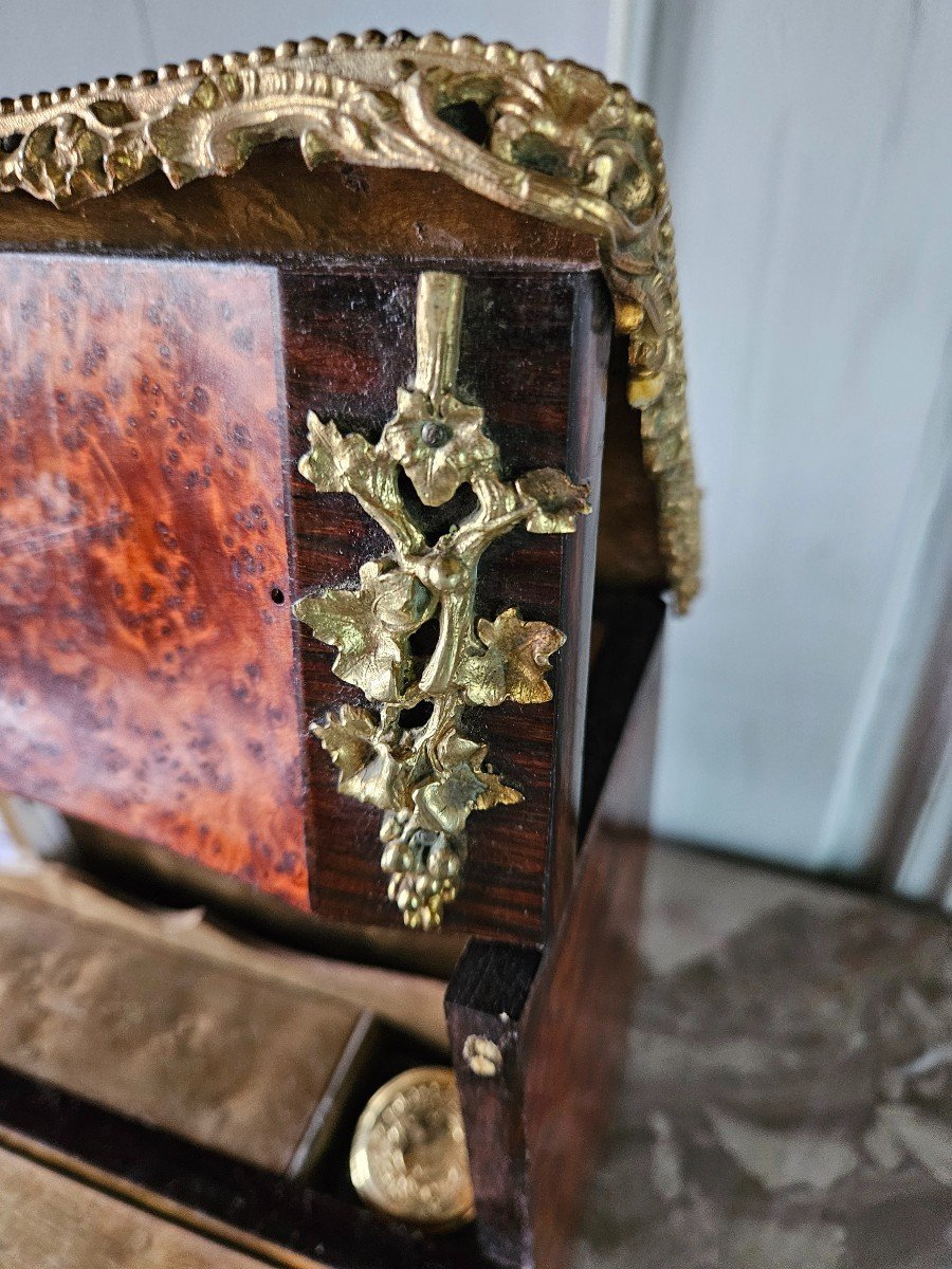 Beautiful Napoleon III Writing Desk In Marquetry Of Amboyna Burl And Rosewood.-photo-6