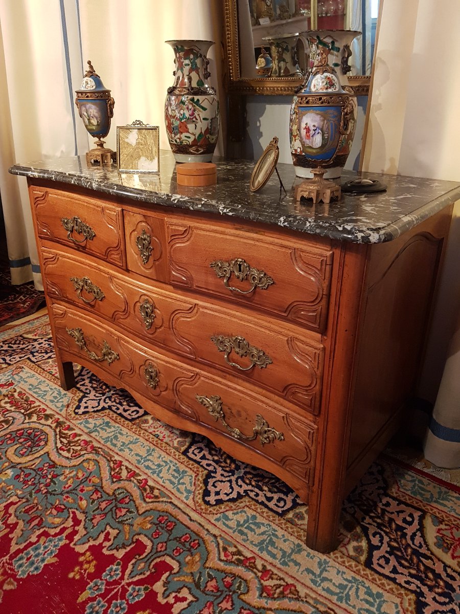 Commode Parisienne d'époque Régence En Noyer. -photo-3