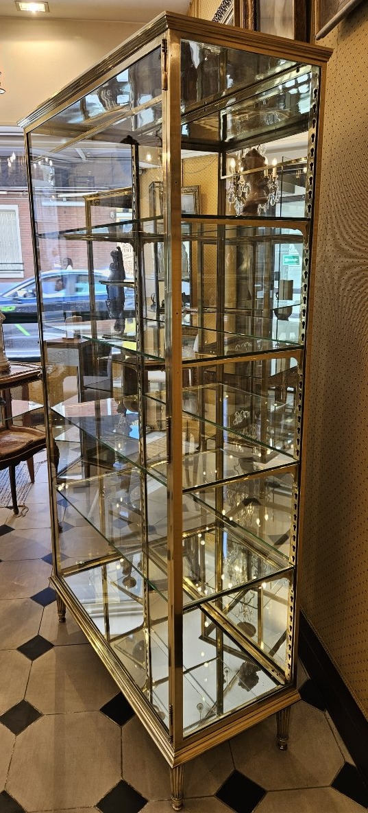 SIEGEL : Grande vitrine d’exposition en laiton et bronze. Epoque 1900.-photo-3