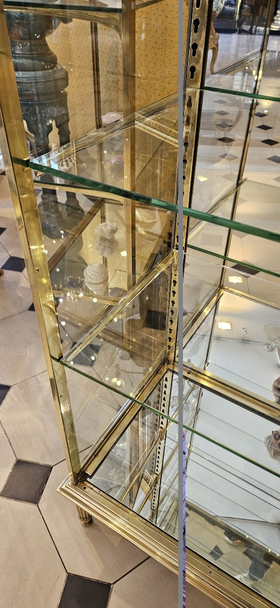 SIEGEL : Grande vitrine d’exposition en laiton et bronze. Epoque 1900.-photo-5