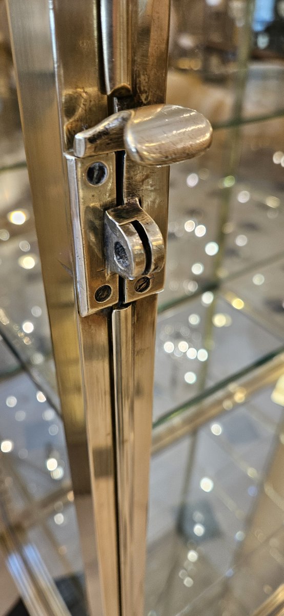 SIEGEL : Grande vitrine d’exposition en laiton et bronze. Epoque 1900.-photo-7