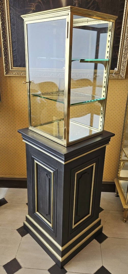 Freestanding Brass  Display Case On A Painted Wooden Base – Early 19th Century.-photo-4