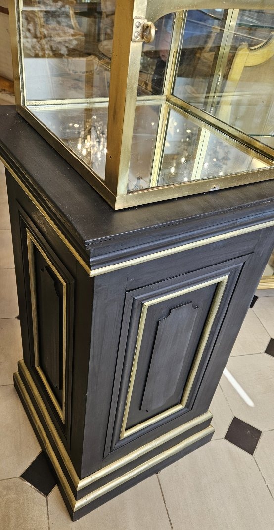 Freestanding Brass  Display Case On A Painted Wooden Base – Early 19th Century.-photo-2