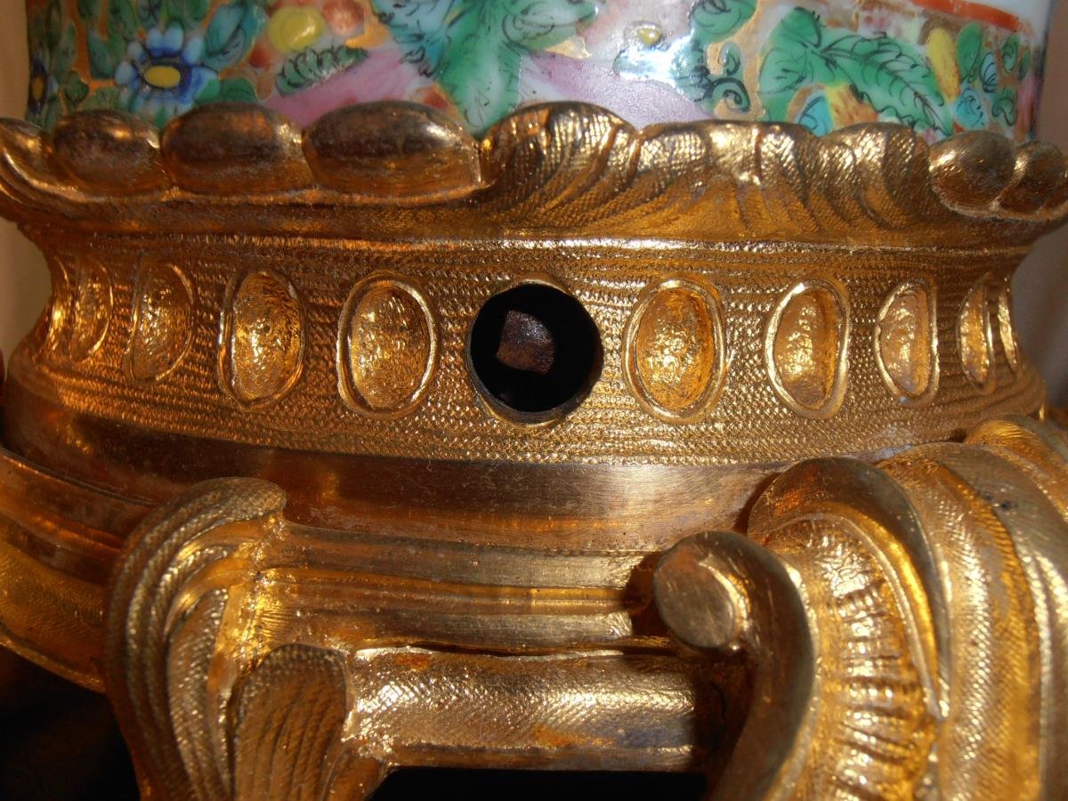 Paire De Lampes Carcel En Porcelaine De Chine XIXème Siècle-photo-7