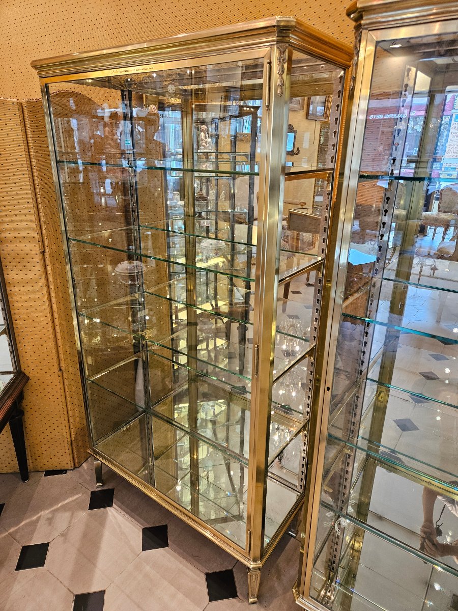Paire de vitrines en laiton et bronze du début du XX° Siècle. Maison Muller -Domange.-photo-2