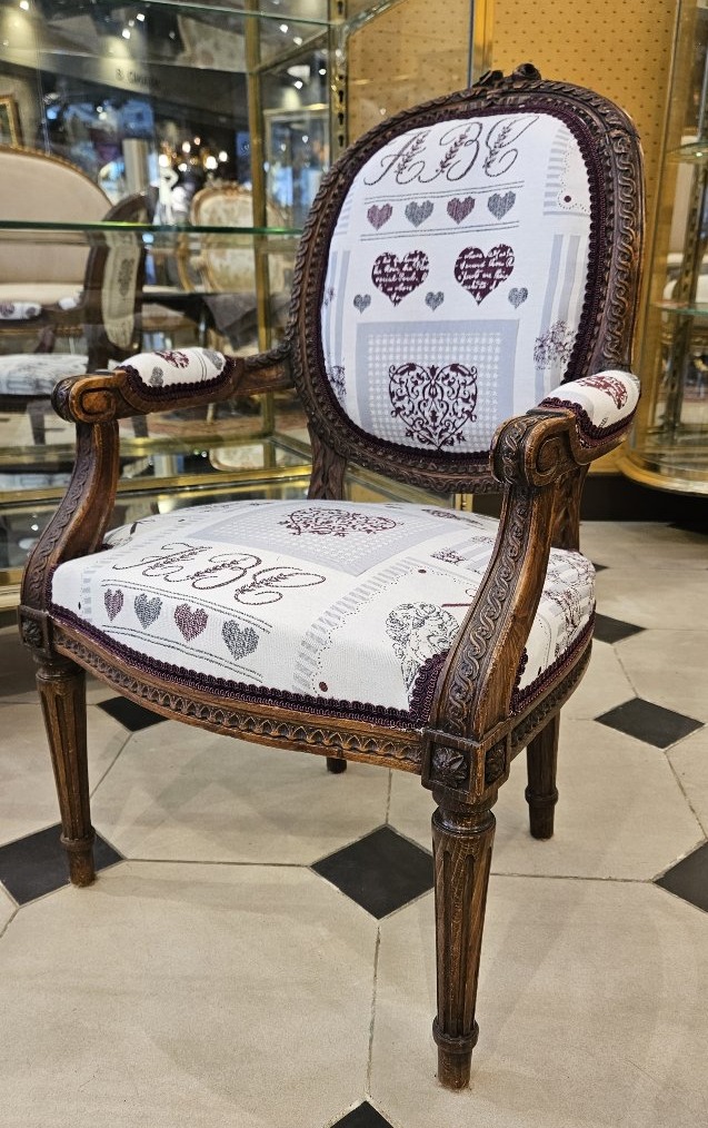 Fauteuil d'Enfant De Style Louis XVI. Fin XIXème Siècle.-photo-2