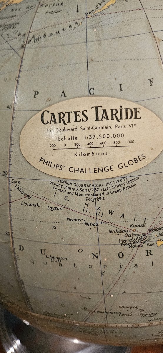 Taride World Map With Aluminum Stand, 1950s.-photo-4