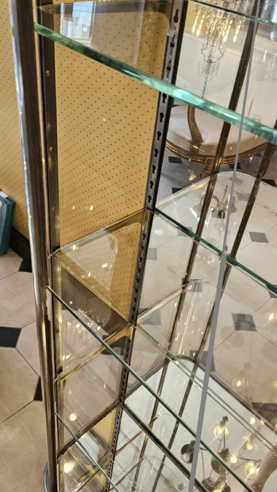 Early 20th-century Storefront Display Cabinet With Curved Sides Made Of Polished Steel.-photo-7