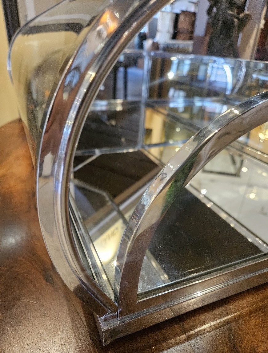 Countertop Display Cabinet With A Curved Hinged Door Made Of Chrome-plated Brass.-photo-5
