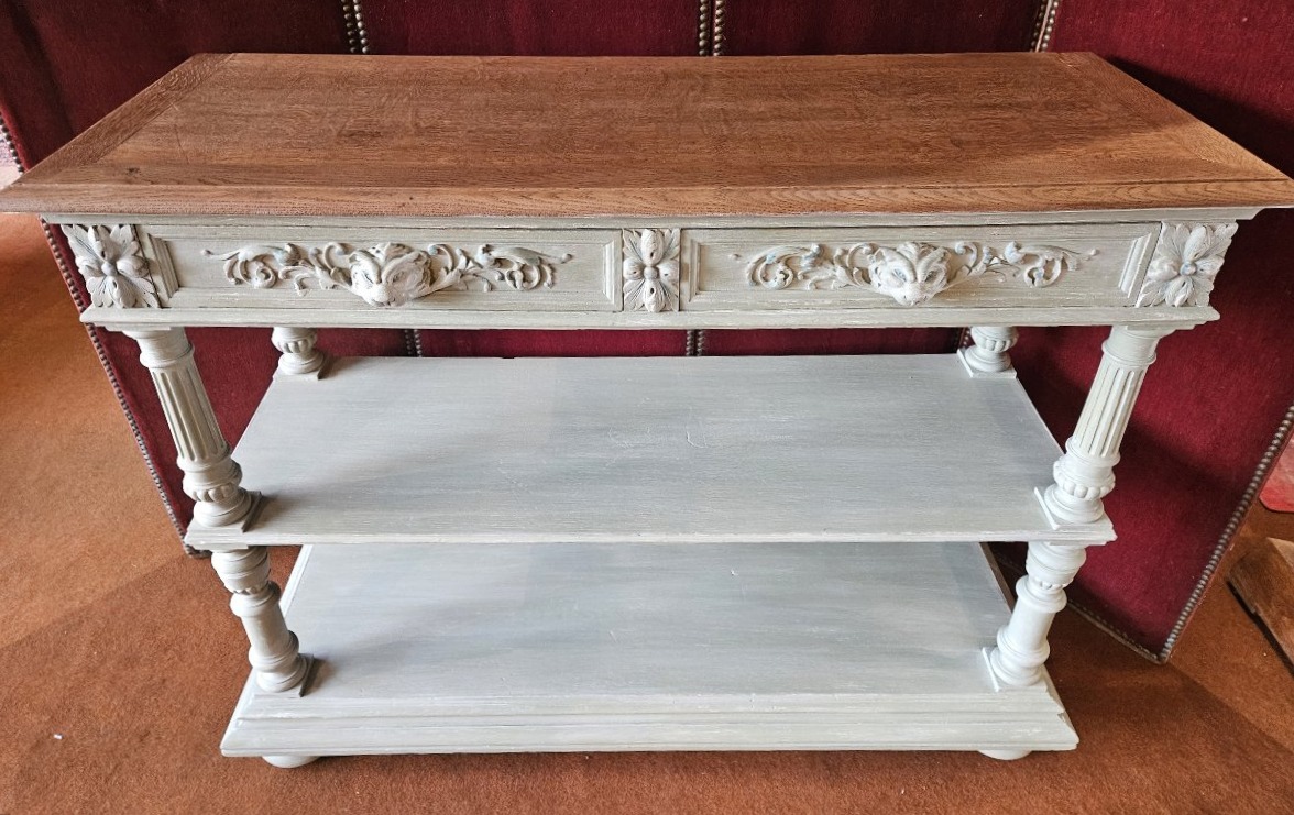 Console desserte fin du XIXème siècle patine vert de gris.-photo-3
