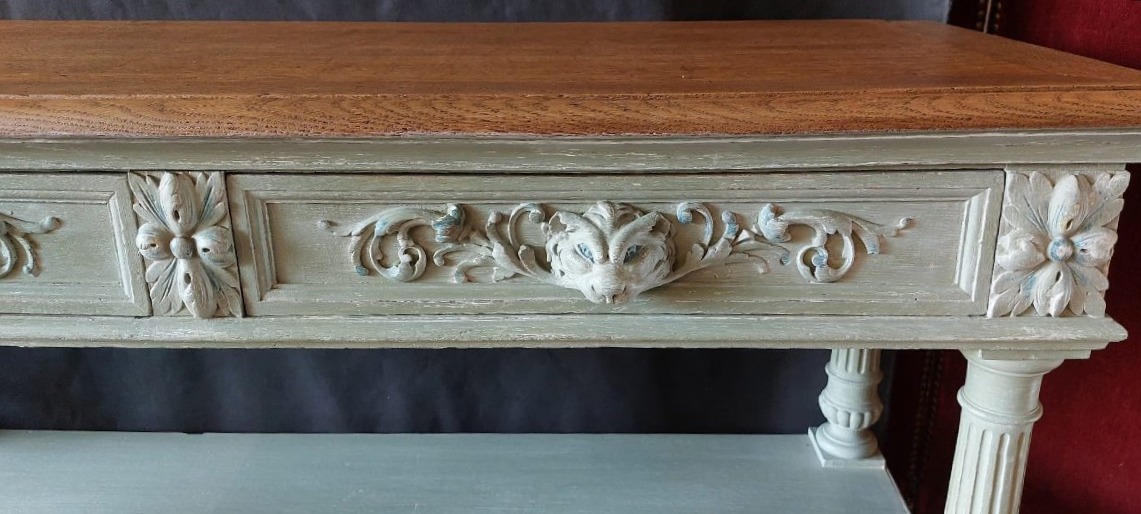 Console desserte fin du XIXème siècle patine vert de gris.-photo-1