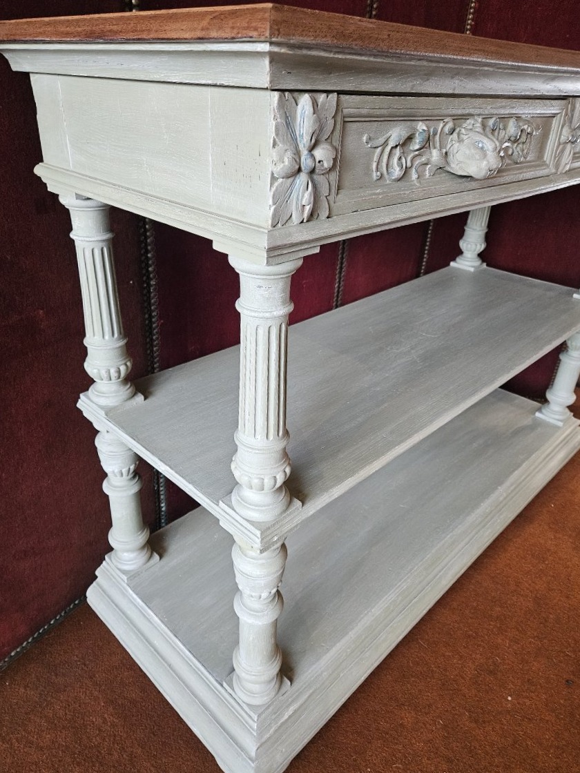 Console desserte fin du XIXème siècle patine vert de gris.-photo-2
