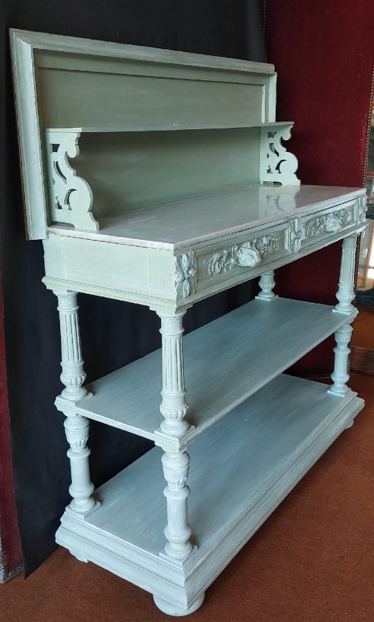 Console desserte fin du XIXème siècle patine vert de gris.-photo-3