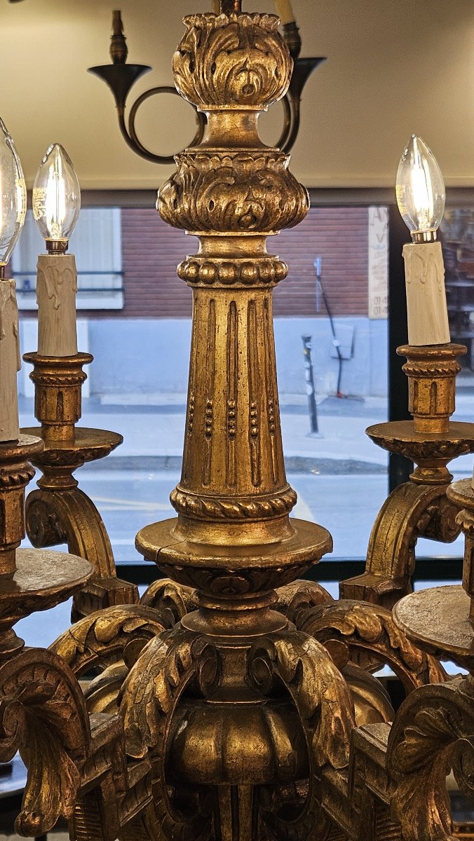 Lustre en bois doré XIX ° siècle. -photo-3