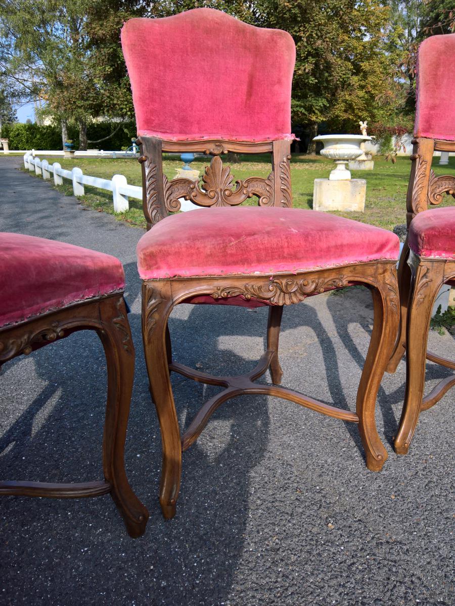  6 Chaises De Style Louis XV En Noyer.-photo-4