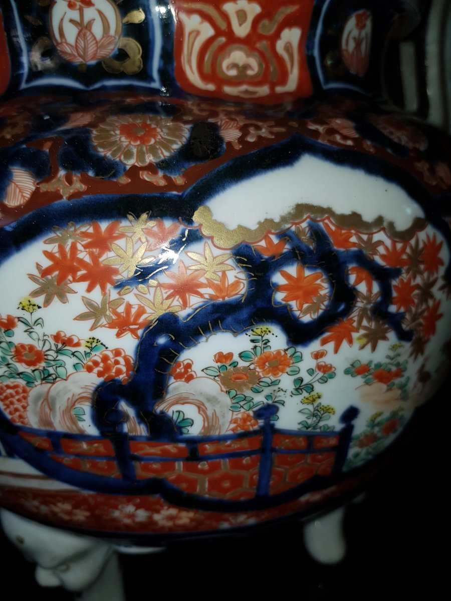 Pot -pourri à Décor  Imari En Porcelaine Du Japon Fin XIX ° Siecle.-photo-5