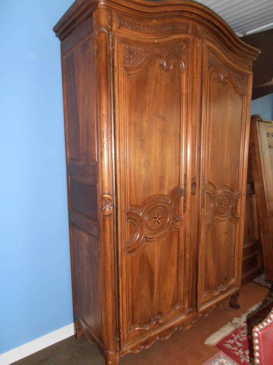 Armoire En Bois De Noyer Ile De France Du XVIII° Siecle. -photo-2