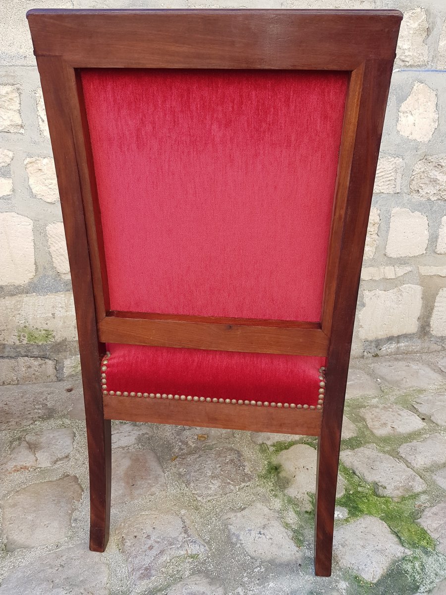 Pair Of Armchairs With Armrests With Dolphin Heads From The Empire Period-photo-7